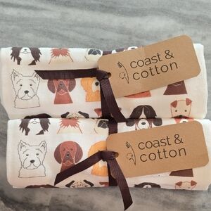 Dog Pattern Towels - White and Brown